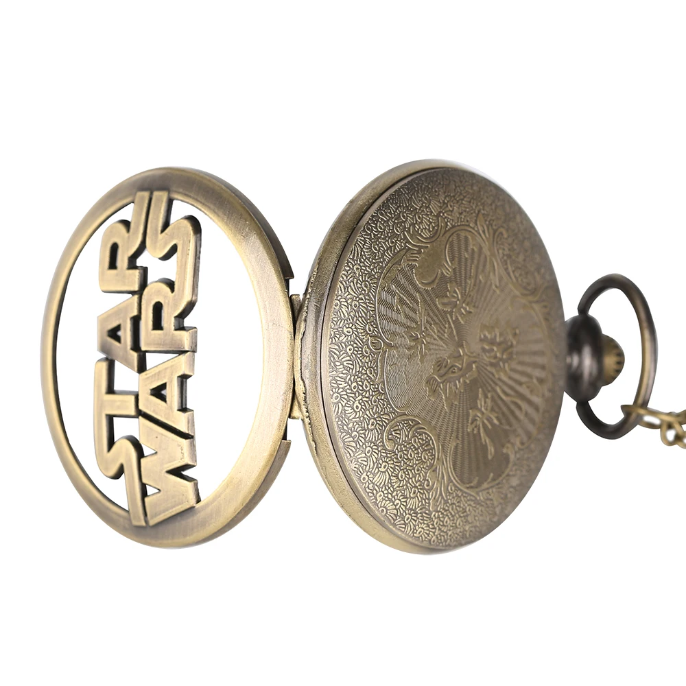 Звездные войны модное ожерелье из бронзы кварцевые карманные часы для мужчин и женщин ретро полые стимпанк подарок для детей