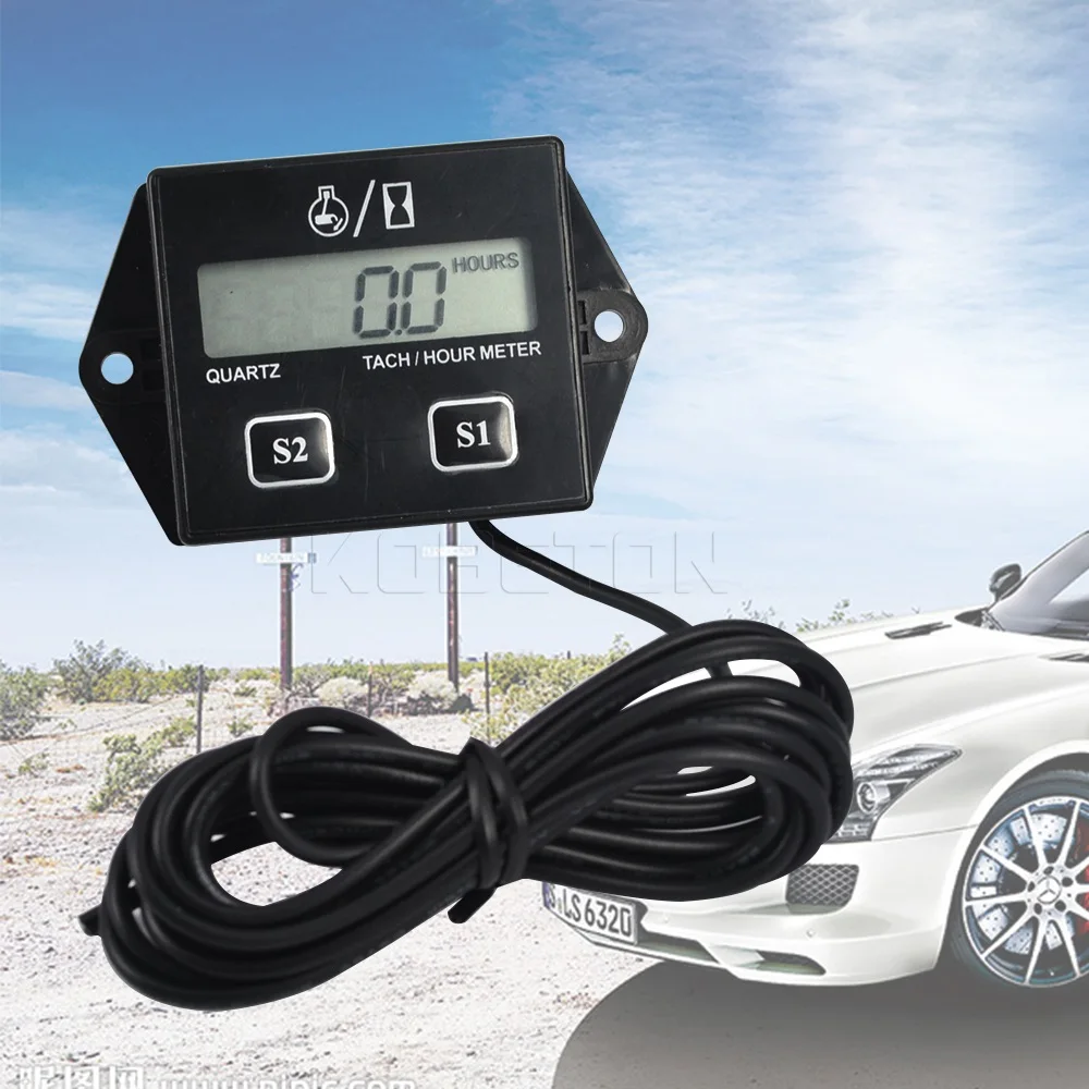 

2019 Waterproof Digital Engine Tach Hour Meter Tachometer Gauge Engine RPM LCD Display Motorcycle Motor Stroke Engine Car Boat