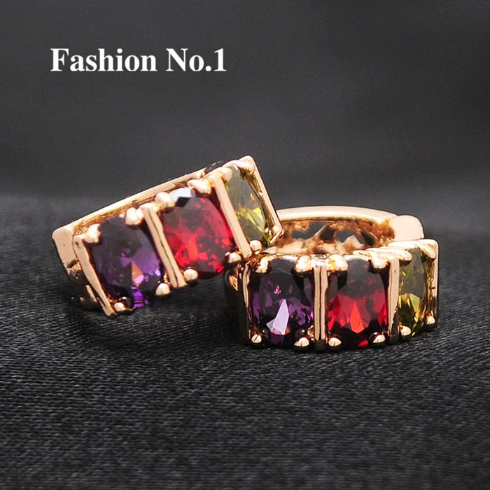 

Trendy CZ Crystal Stud Earrings for Women Party Gold Color Circle Charms Costume Jewelry brinco feminino valentines day Gift