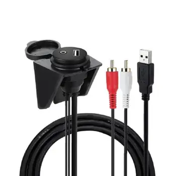 

USB AUX RCA Car Boat Motorcycle Dashboard Panel Flush Waterproof Extension Cable USB Extension Cable car accessories