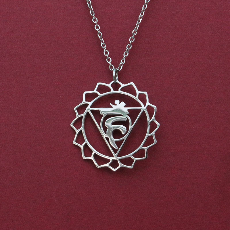 

1pcs 5th Chakra stainless steel necklace Throat Chakra Vishuddha necklace ,the pendant stands for speech and self-expression