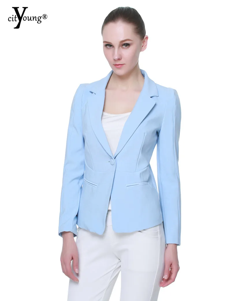 2016 Fashion Candy Color Blazer Women Lapel Single Button