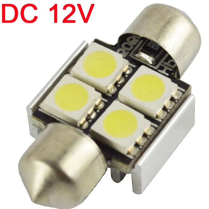 

100pcs/lot 31mm/36mm CANBUS C5W 4SMD 5050 LED White Error Free Car Readling light Bulb Dome Festoon Lamp source 12V Dome Lights