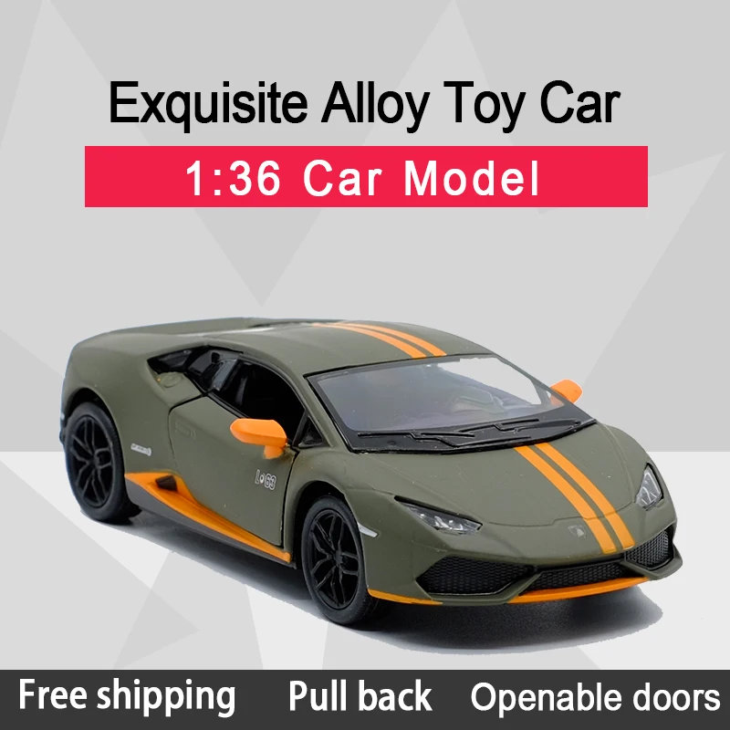 

Kinsmart 1:36 Huracan LP610-4 AV10 Sports Car Alloy Diecast Car Model Toy With Pull Back For Kids Gifts Toy Collection