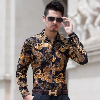 

Mens Dress Shirt Long Sleeve Male Business Casual Velvet Fashion Formal Shirts Slim Masculina Camisa