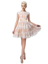 Charming Champagne Cocktailkleid vestidos 2016 Neue robe Spitze Kurze Abschlussball-kleider Party Kleid Sommer Stil Plus Größe 2-24 Watt