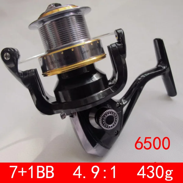 

7+1 Shaft 4.9:1 430g 6500Surf Casting Reel Long Shot Cast Spinning Fishing Reel Saltwater Wheel Surf Reels Metal Wheel Tackles