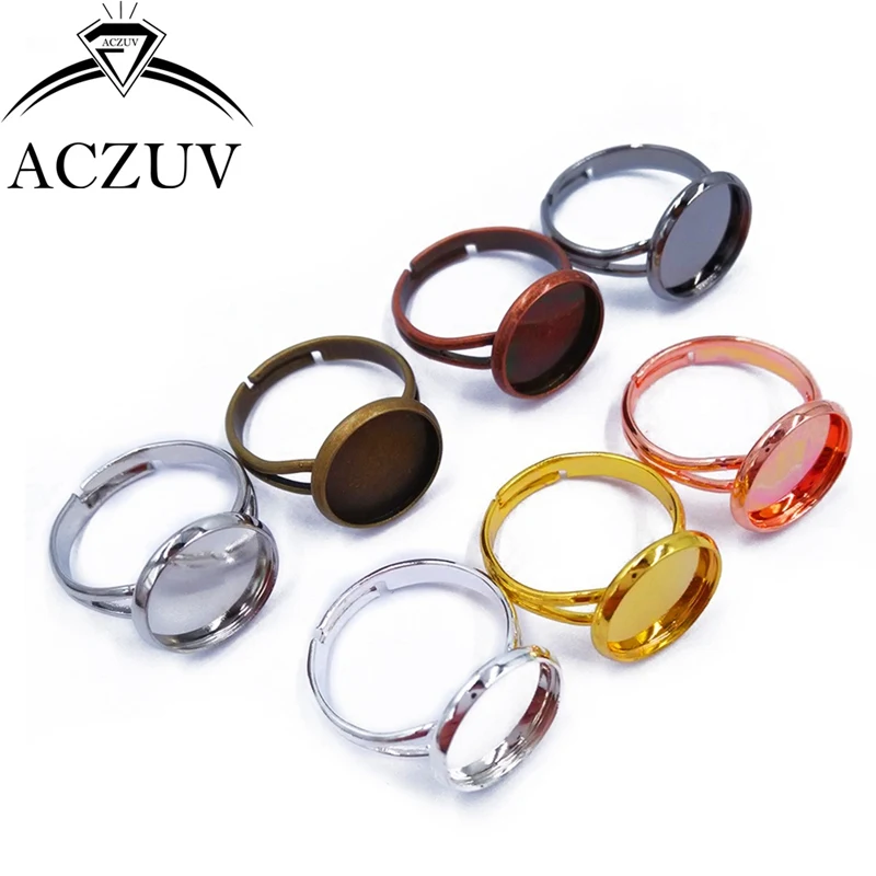 

100piece Lot Bezel Blank Adjustable Ring Base Cabochon Settings 10mm-12mm-14mm-16mm-18mm-20mm Optional Jewelry Making Findings