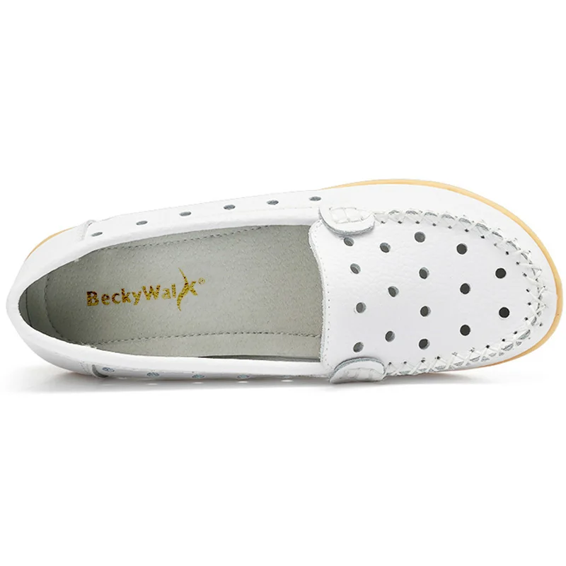 Туфли BeckyWalk женские летние дышащие оксфорды натуральная кожа без застежки лоферы