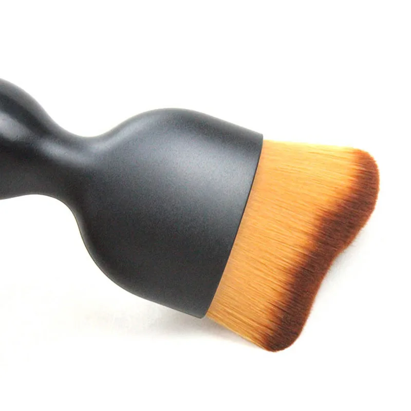 1 предмет Многофункциональный кисточка для лица изогнутая Кисть для нанесения тональной основы волокна радиальные тональный крем Кисть, инструмент для макияжа с ручкой - Handle Color: Черный