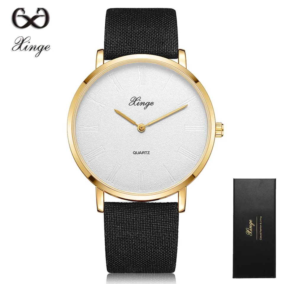 

Xinge Watch Men Brand 30M Waterproof Fashion Leather Swim Quartz Wrist Watch Luxury Gold Casual Business Clock Mens Sport Watch