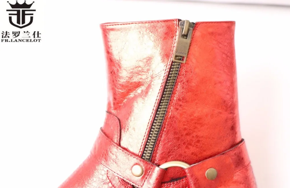 FR. LANCELOT/ Модные мужские дизайнерские ботинки на молнии сбоку; короткие ботинки челси из натуральной кожи с круглым носком; Роскошная Зимняя мужская обувь