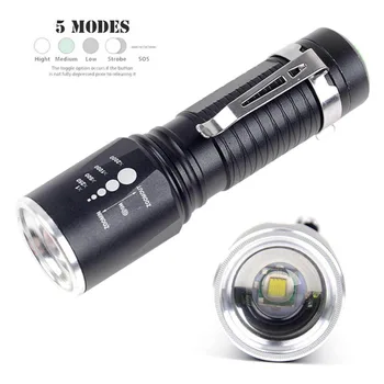

Super Powerful Led Flashlight T6 8000 Lumens LED Flashlights Adjustable Focus 5 Modes 18650 Battery Torch Waterproof