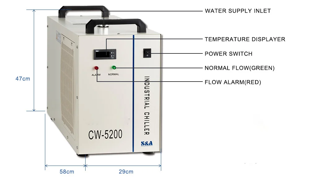 CW5200 CW5202 промышленность воздушный охладитель воды для CO2 лазерной гравировки, резки для ЧПУ шпинделя охлаждения лазерной