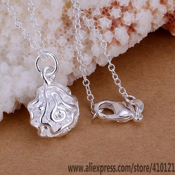 

P168_2 Hot sale free shipping silver plated fine jewelry,Wholesale 925 jewelry silver plated fashion Pendant Little Rose /flodf