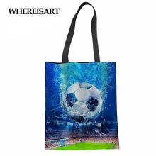 WHEREISART Мужская детская сумка для футбола, многоразовая Хлопковая сумка для покупок, женские сумки, холщовые сумки-тоут, веб-магазин, эко складная сумка