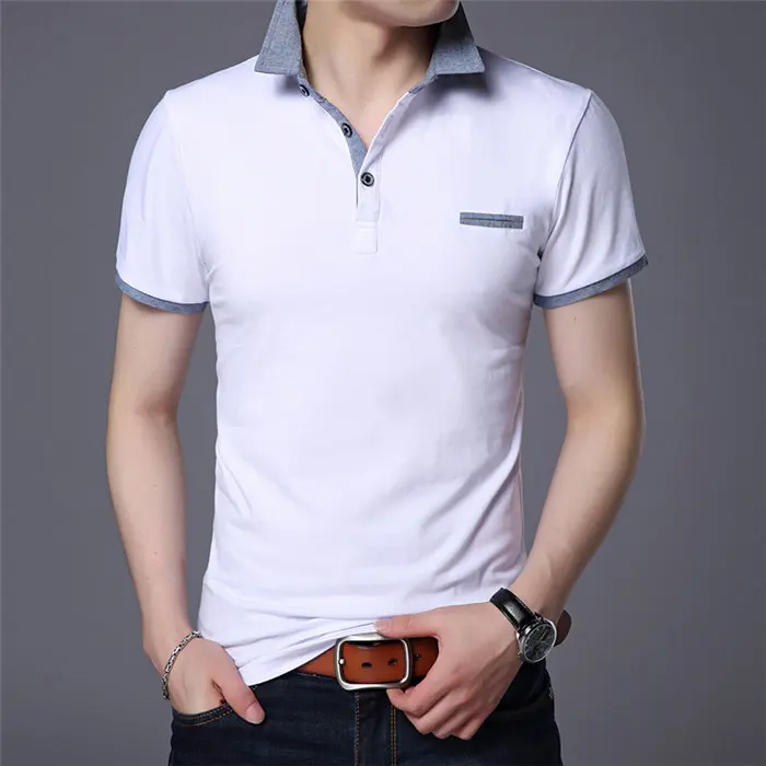 ARCSINX бренд поло рубашка мужская короткий рукав 5XL 4XL хлопок летние мужские s рубашки поло, повседневный стиль футболка мужская мода большой размер мужские Поло - Цвет: Белый