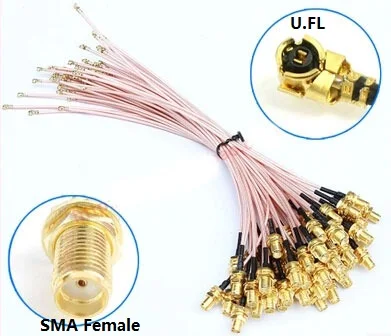 

100pcs SMA Female to uFL/u.FL/IPX/IPEX RF Coax Adapter Assembly RG178 Pigtail 8" 20cm