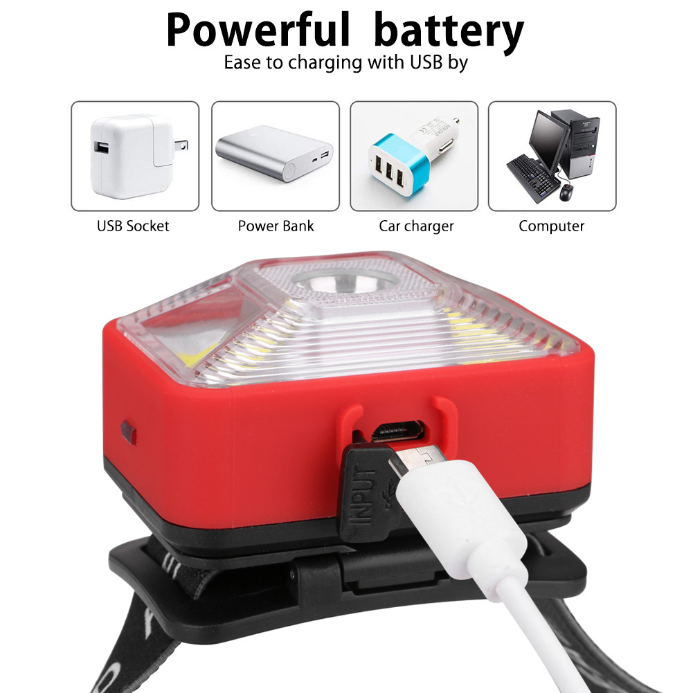 Best Waterproof 200Lumens Front Bike Lamp LED Warning Front Light Bicycle Light USB Rechargeable Lamp Bike Hiking Camping Headband 5