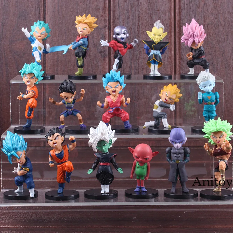 

Dragon Ball Super Action Figure Son Goku Trunks Vegeta Jiren Kale Grand Priest Zamasu Monaka Hit Cabba PVC Figures Toy 16pcs/set