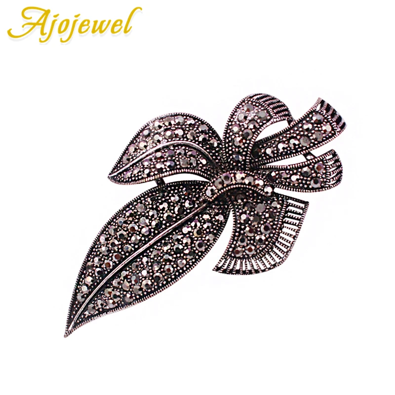 

Ajojewel Brand Vintage Leaf Jewelry Full Rhinstone Booches For Women Accessories Sweater/Scarf Buckle Fine Gifts