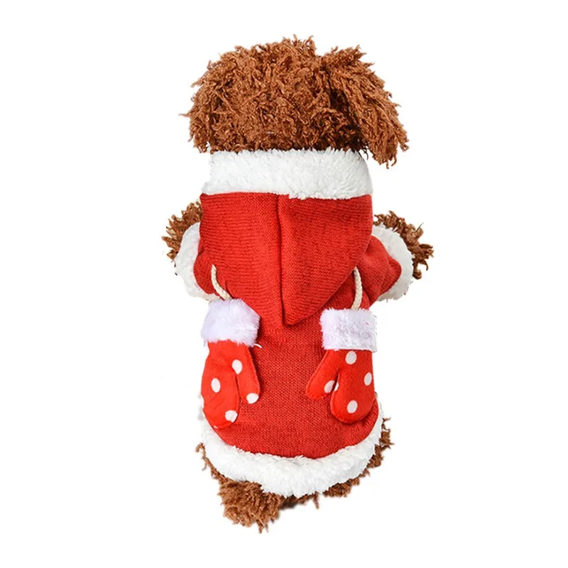 Милый Рождественский вязаный свитер с собачкой осенне-зимнее теплое пальто с капюшоном для маленьких собак, кошек, лужа щенка, котенка, поставка одежды для питомцев