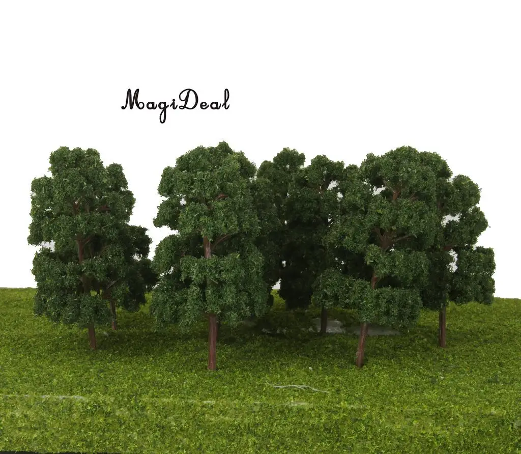 MagiDeal 10Pcs Plastic Model Trees Train Railway Wargame Diorama Architecture Village Layout HO Scale for Classroom House Decor