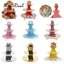 MagiDeal 3 яруса Свадьба День Рождения Вечеринка Складная бумага десерт торт подставка корона для капкейков Дисплей Стенд торт инструменты