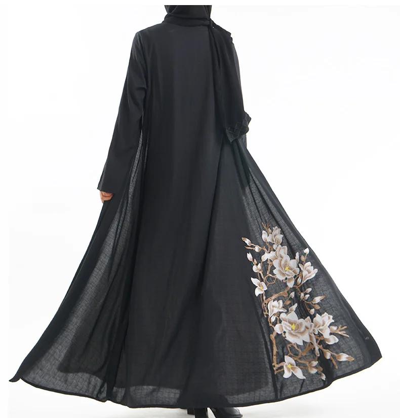 Женская мусульманская Дубай свободная открытая Абая Магнолия вышивка кафтан арабские женские модные платья арабский турецкий кафтан