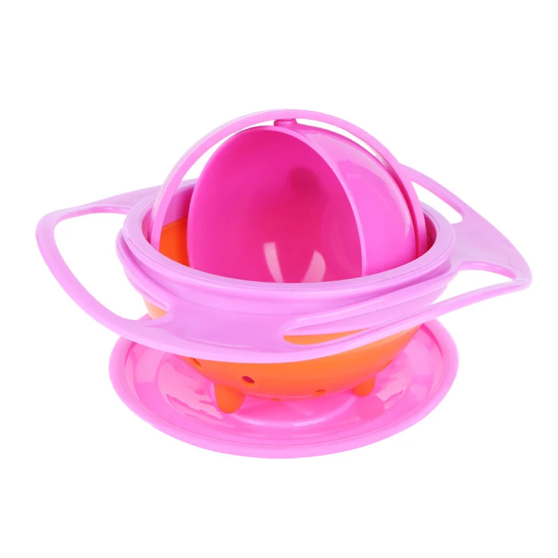 Детская вращающаяся миска для кормления на 360 градусов, милая детская Гироскопическая чаша для кормления, универсальная непроливающаяся пищевая миска из полипропилена, контейнер для детского питания, посуда