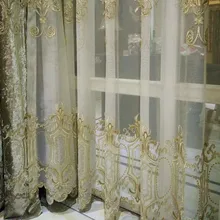 Роскошный европейский стиль Тюль Вышивка дамасский цветок Крытый декоративные прозрачные Занавески для окна 280 см ширина по метру