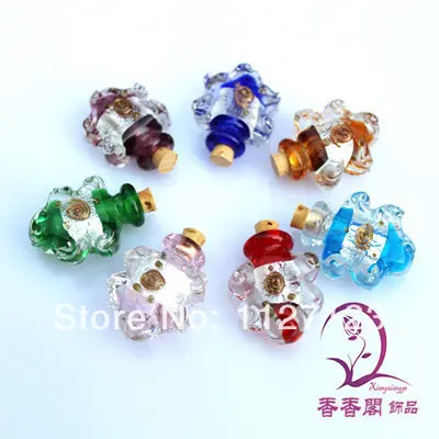 

10pcs Murano Glass Essential Oil Vials Maple Leaf(29X22MM,0.5ML,Mixed Colors) perfume bottle pendant Aroma vials