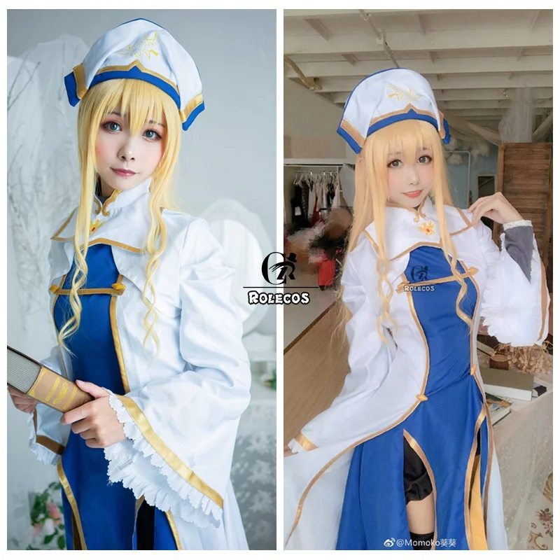 ROLECOS Goblin Slayer Cosplay Costume Onna Shinkan Cosplay Goble Costume Anime Women Priest Robe Halloween Cloak Hat 2018 Fall 