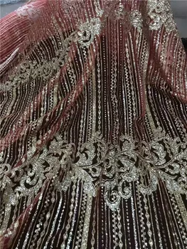 

Luxury glitter design French tulle textile fashion net lace fabric with glitter for lady dress UN79(5yards/pc)