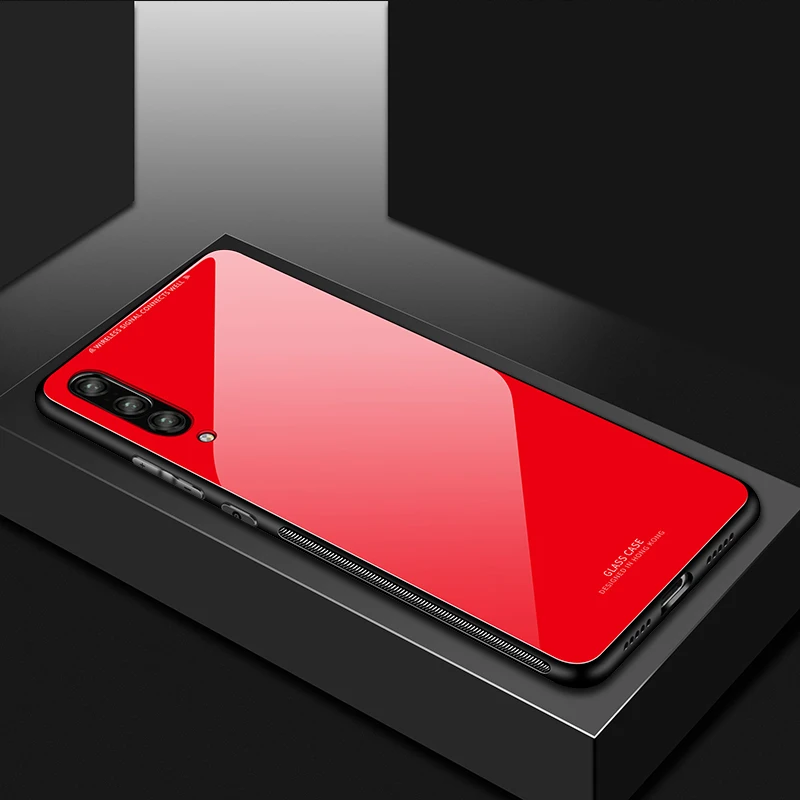 For-Huawei P30 Case-Luxury-Slim-Fit-Glossy-Tempered-Glass-Soft-Silicone-Frame (8)