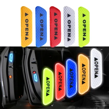 

4pcs safety anti-collision Car door OPEN warning reflective stickers For Peugeot 308 408 508 RCZ 208 3008 2008 Car accessories