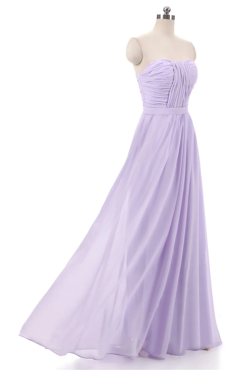 Gardlilac Lavender pink Long Bridesmaid dress Chiffon Pleat Floor Length Sweetheart Robe De Soiree Guest Wedding Party Dress