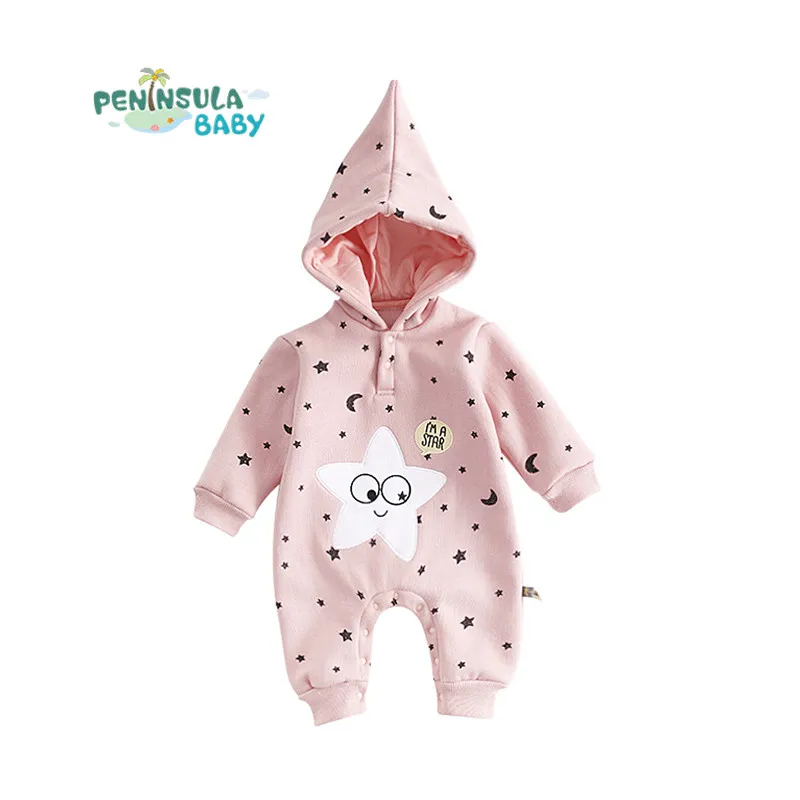 Cotton Winter Newborn Baby Rompers Long Sleeve Infant Boys Girls Hooded