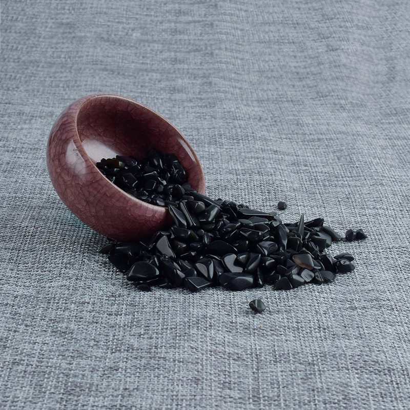 

100g Natural black obsidian crushed stones Mineral chip bead Tumbled stone Healing Reiki quartz crystal Home Fountain Decoration