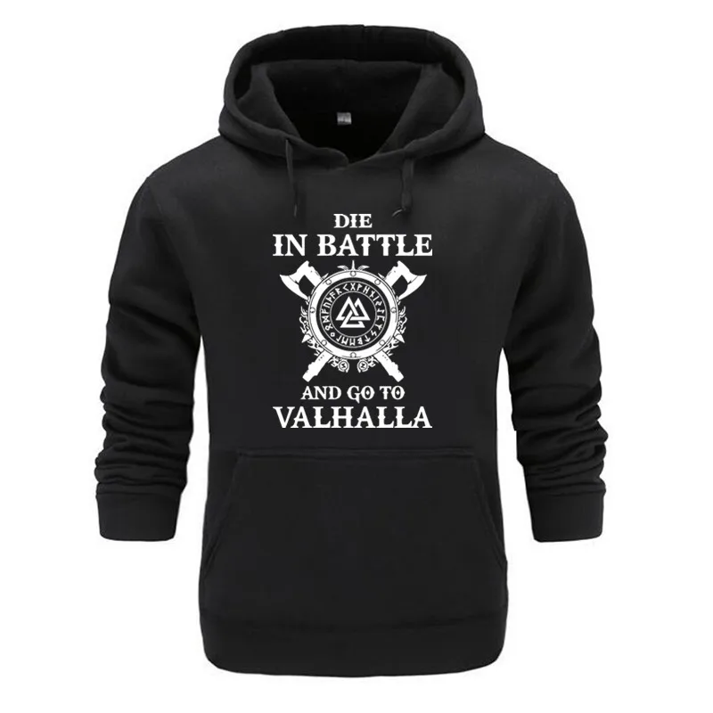  GVHHCK Odin Vikings Hoodie Men Die In Battle And Go To Valhalla Hooded Sweatshirt Coat Winter Warm 