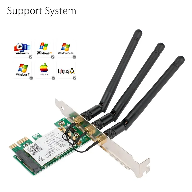 450Mbps PCI E WiFi Wireless Card Adapter Antennas for PC Desktop Laptop