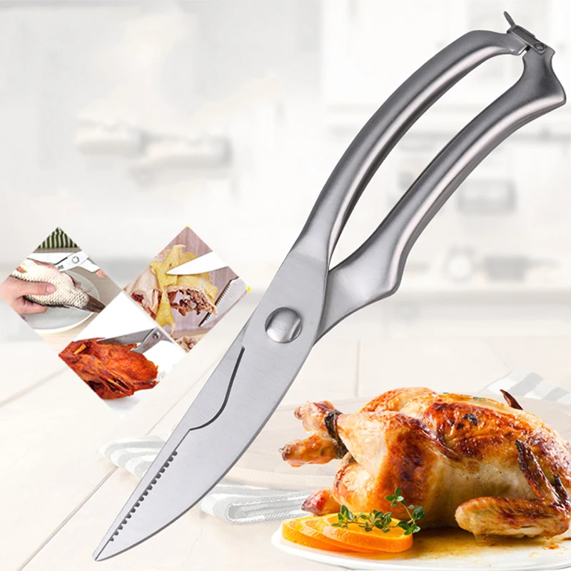 Сверхмощные ножницы для птицы резка костей и мяса кухонные из нержавеющей стали