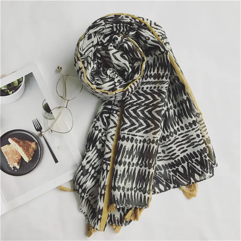 

2019 African Geometric Line Tassel Viscose Shawl Scarf Spain Luxury Brand Halstuch Headband Echarpe Foulards Snood Muslim Hijab