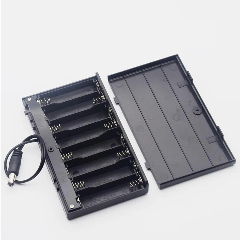 

5.5 2.1 DC Wire Lead AA Size Battery Storage Box Case 8 Slot Way DIY Batteries Clip Holder Container 1/5pcs