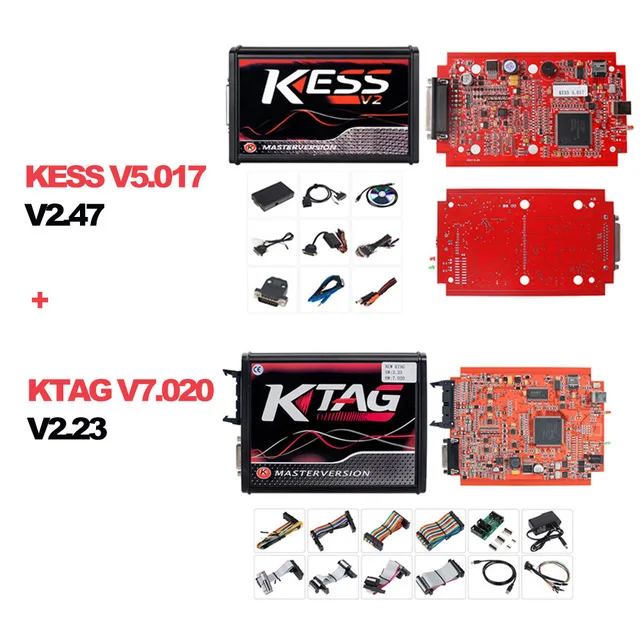 KESS V2 V2.47 V5.017 ЕС красный ECM Титан Winols KTAG V7.020 4 светодиодный онлайн мастер-версия ECU OBD автомобиль/Грузовик программист инструмент - Цвет: KESS KTAG