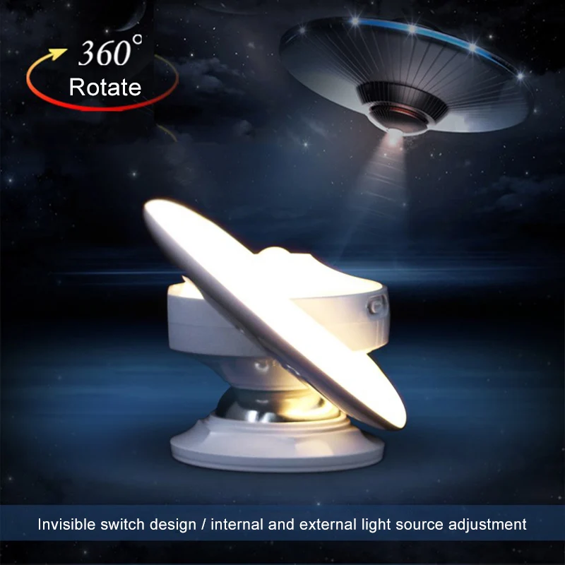 

Motion Sensor Night Light Rotating LED UFO Shape Lamp with USB Battery Powered Wardrobe Nightlight HVR88