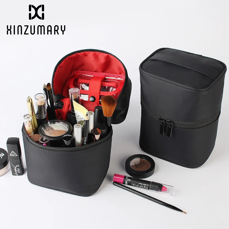 

Barrel Shaped Travel Cosmetic Bag Portable Nylon Storage Beauty Bags High Quality Waterproof Drum Wash Kit Make Up Bag Organizer