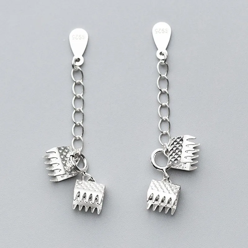 

925 Sterling Silver Leather Cords End Fastener Clasps With Chains Fit 6mm Round Spring Clasp Connectors For Bracelet Diy Jewelry