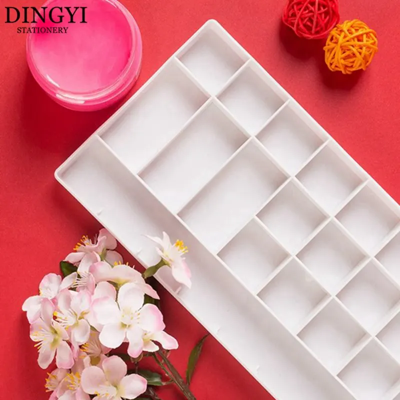

24/25 Grids Plastic Color Paint Palette For Watercolor Gouache Acrylic Oil Painting Empty Palette Box Tray Art School Supplies