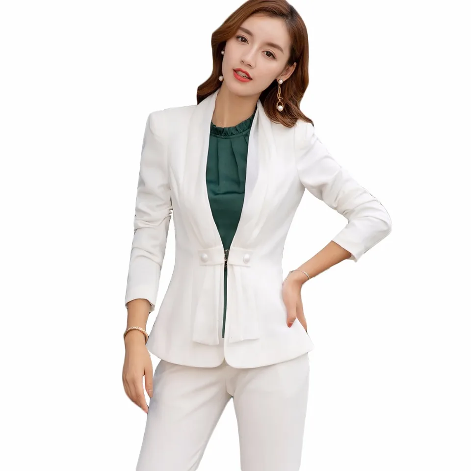 2018 conjunto de 2 piezas de ropa de trabajo para mujer elegante traje de negocios con señora moda pantalones trajes _ - AliExpress Mobile